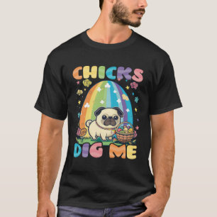 Camiseta Pollitas Me Gustan Pug Pascua Cristiana