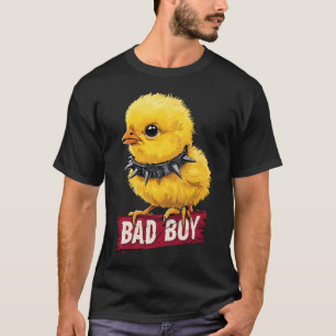 Camiseta Pollito Amarillo Vibrante Con Collar De Pinchos