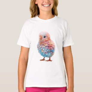 Camiseta Pollito bebé emplumado con arcoíris pastel para ni