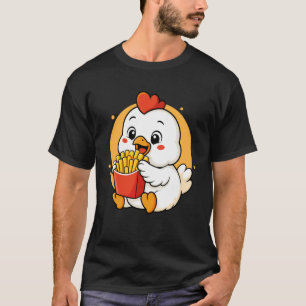 Camiseta Pollito Lindo Comiendo Papas Fritas Divertido Anim
