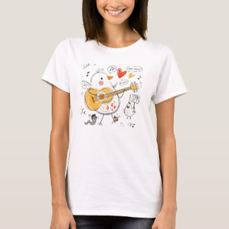 Camiseta Pollito Musical Adorable Tocando Guitarra Acústica