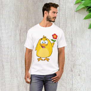 Camiseta Pollito Sosteniendo Flor Divertido Feliz Animal