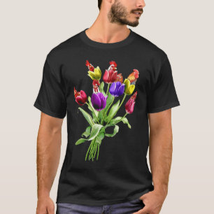 Camiseta Pollitos Flor De Tulipán Primavera Árbol Hippie