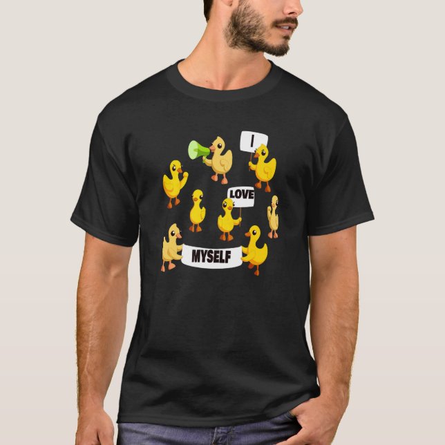 Camiseta Pollitos gallinas, patos protestando, Me amo (Anverso)