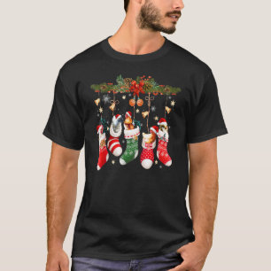 Camiseta Pollitos Lindos En Calcetín De Navidad Sombrero De