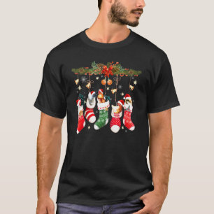 Camiseta Pollitos Lindos En Calcetín De Navidad Sombrero De