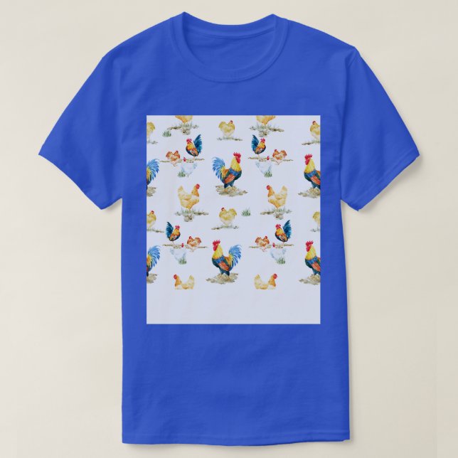Camiseta Pollo acuarela Y Rooster (Diseño del anverso)