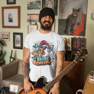 Camiseta Pollo Alimentado Por La Pizza Con Tonos Guay