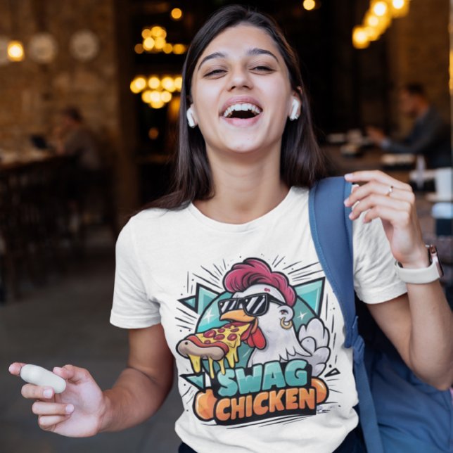 Camiseta Pollo Alimentado Por La Pizza Con Tonos Guay (Subido por el creador)
