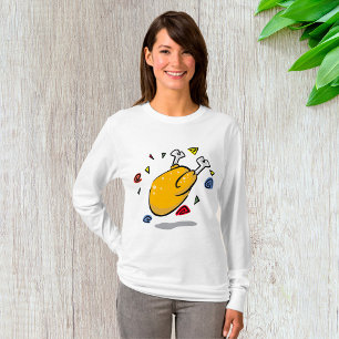 Camiseta Pollo Asado de Dibujos Animados Divertido Cayendo