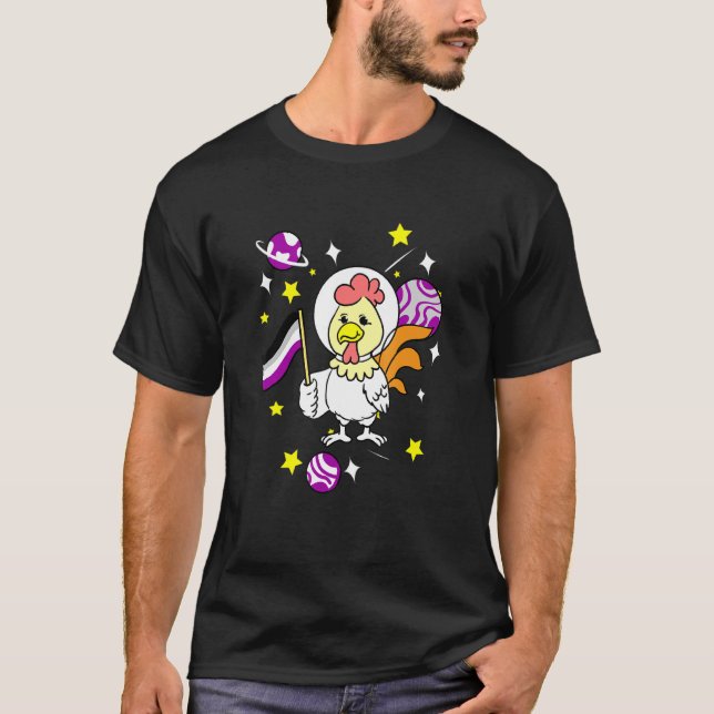 Camiseta Pollo asexual en el espacio (Anverso)