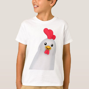 Camiseta Pollo blanco lindo/camiseta con gallo