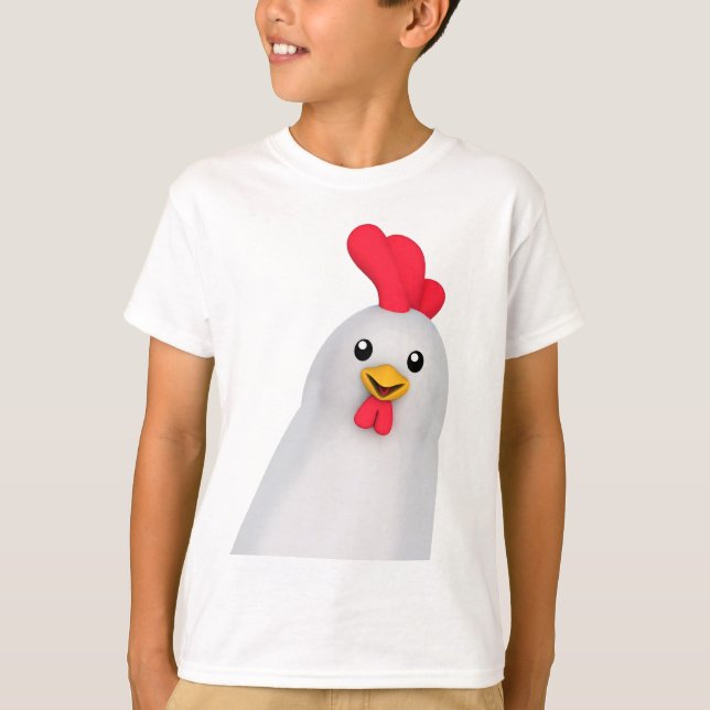 Camiseta Pollo blanco lindo/camiseta con gallo (Anverso)