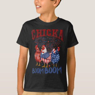 Camiseta Pollo Boom Boom Divertido Patriótico Chicka 4 De J
