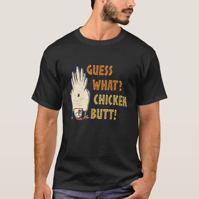 Camiseta Pollo Butt Adivinan Lo Que Los Animales Cuelgan De (Anverso)