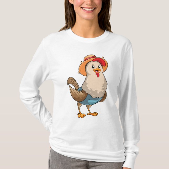 Camiseta Pollo como granjero con Gorra (Anverso)