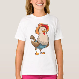 Camiseta Pollo como granjero con Gorra
