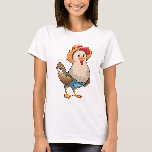 Camiseta Pollo como granjero con Gorra (Anverso)