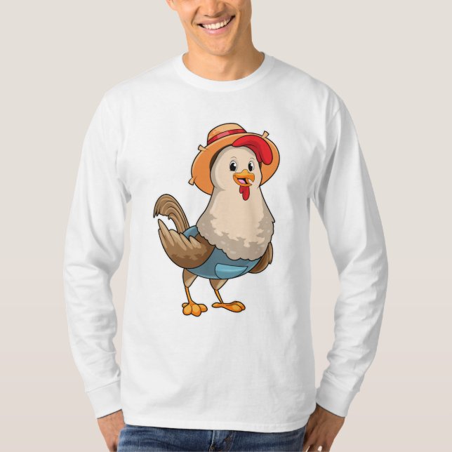 Camiseta Pollo como granjero con Gorra (Anverso)