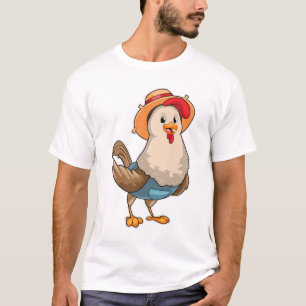 Camiseta Pollo como granjero con Gorra