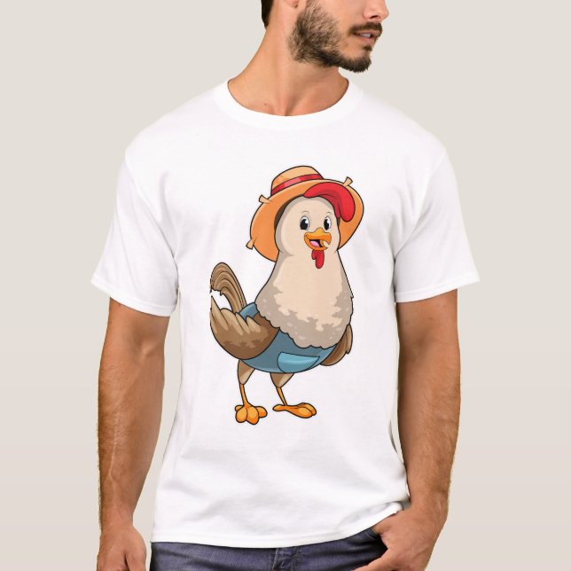 Camiseta Pollo como granjero con Gorra (Anverso)
