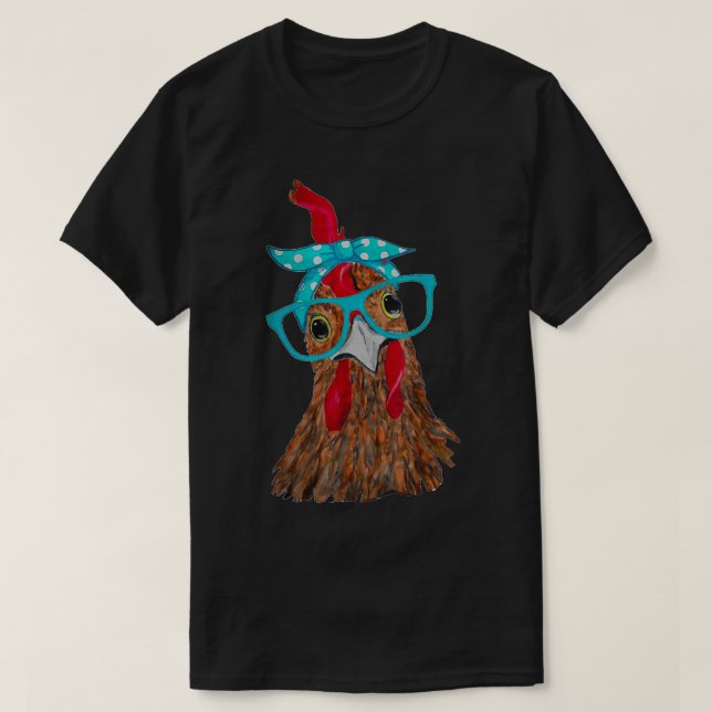 Camiseta Pollo con banda de venda y gafas lindo (2 (Diseño del anverso)