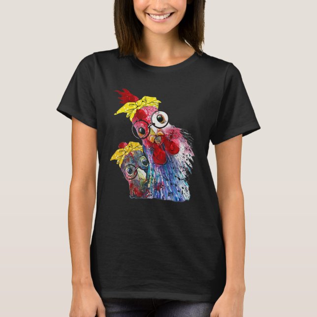 Camiseta Pollo Con Cabeza De Bandana Y Gafas Cuidadas (Anverso)