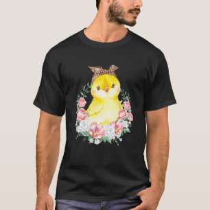 Camiseta Pollo Con Diadema De Leopardo Flor Pollito Lindo