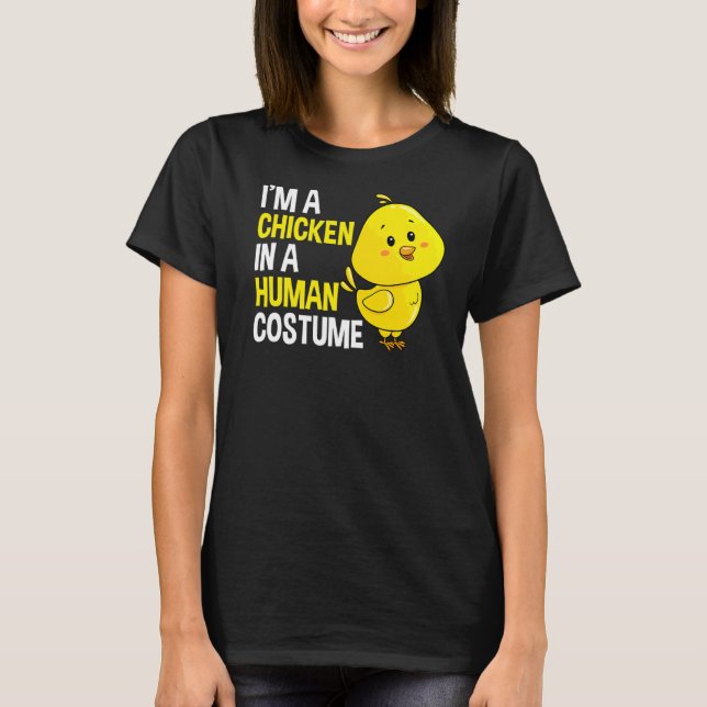 Camiseta Pollo con Disfraz de Humano (Anverso)