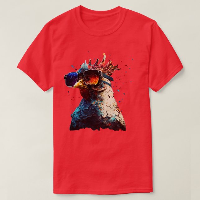 Camiseta Pollo con gafas de sol (Diseño del anverso)