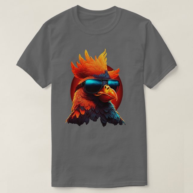 Camiseta Pollo con gafas de sol 3 (Diseño del anverso)