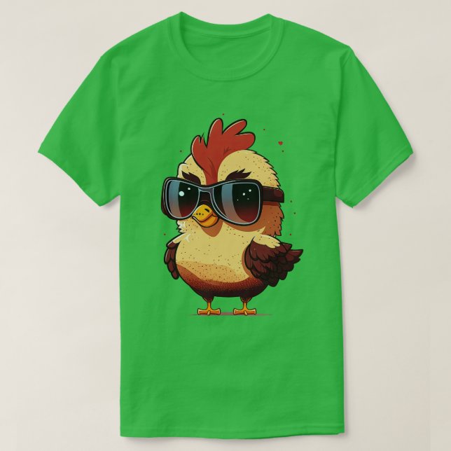 Camiseta Pollo con gafas de sol 4 (Diseño del anverso)