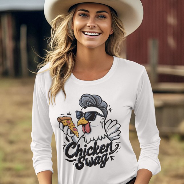 Camiseta Pollo con gafas de sol comiendo pizza (Subido por el creador)