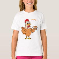 Pollo con huevos en el personalizado de placa