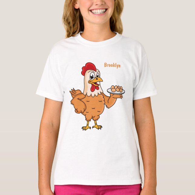 Camiseta Pollo con huevos en el personalizado de placa (Anverso)