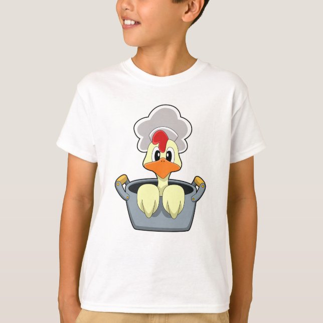 Camiseta Pollo con olla de cocina (Anverso)
