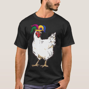 Camiseta Pollo con sombrero de bufón disfraz de Mardi Gras