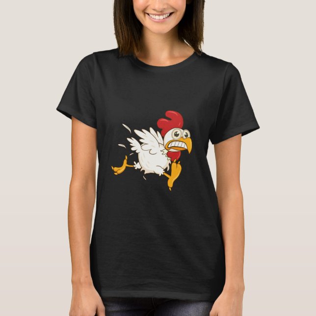 Camiseta Pollo corriendo asustado (Anverso)