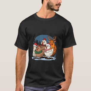 Camiseta Pollo cubierto en Navidades Luces Graciosa Christm