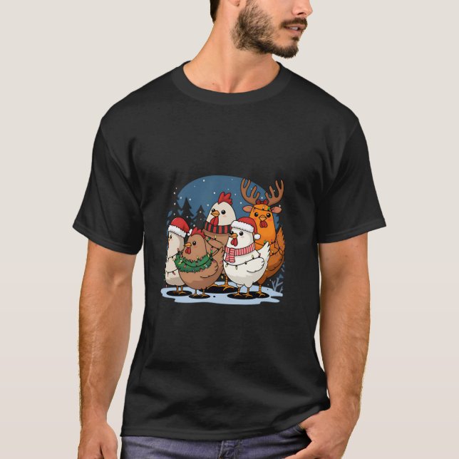Camiseta Pollo cubierto en Navidades Luces Graciosa Christm (Anverso)