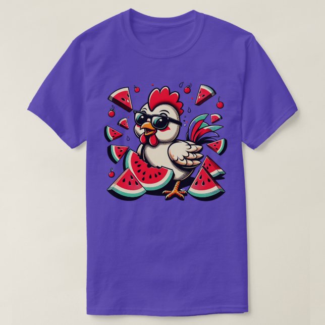 Camiseta Pollo Cutáneo Comer sandía Fruta Verano Hombres Wo (Diseño del anverso)
