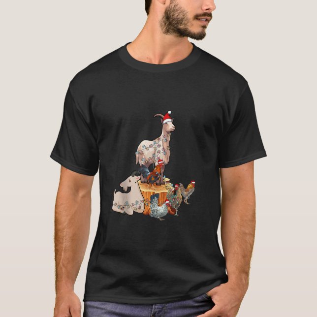 Camiseta Pollo de cabra Santa Hat Navidades de reno alumbra (Anverso)