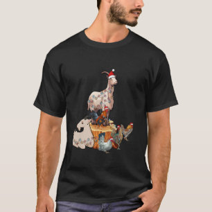 Camiseta Pollo de cabra Santa Hat Navidades de reno alumbra