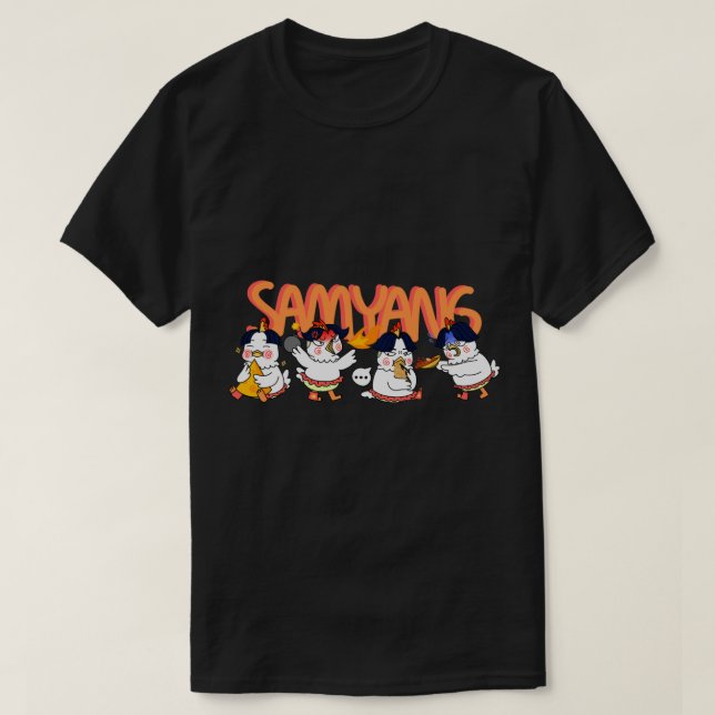 Camiseta Pollo de fideos de Samyang Spicy (Diseño del anverso)