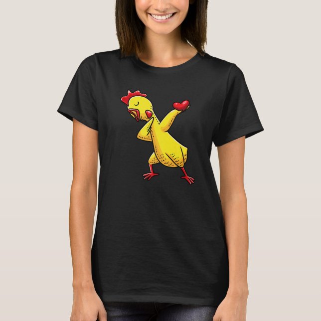 Camiseta Pollo de goma haciendo dabbing con un corazón (Anverso)