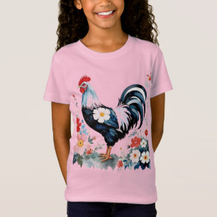 Camiseta Pollo de granja floral cúrcuta