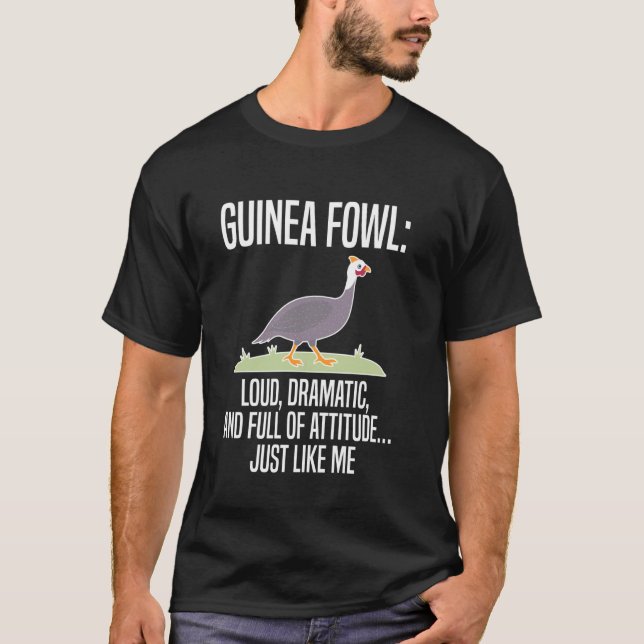 Camiseta Pollo de Guinea Ave Ruidoso Dramático Y (Anverso)
