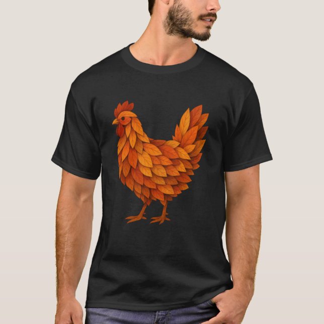 Camiseta Pollo de hojas de otoño (Anverso)