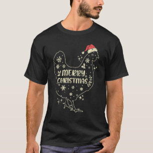 Camiseta Pollo de Navidad Alegre con Sombrero de Santa Clau