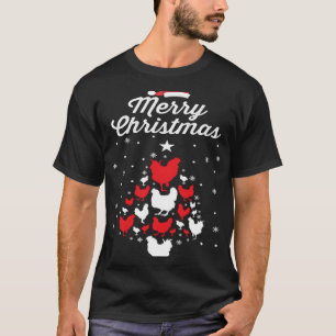 Camiseta Pollo de Navidad Feliz Chickmas Árbol de Navidad A